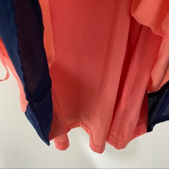 Impeccable Pig Tank Top Peach Orange Navy Blue Color Block Flowy Straps Solid - Picture 9 of 9